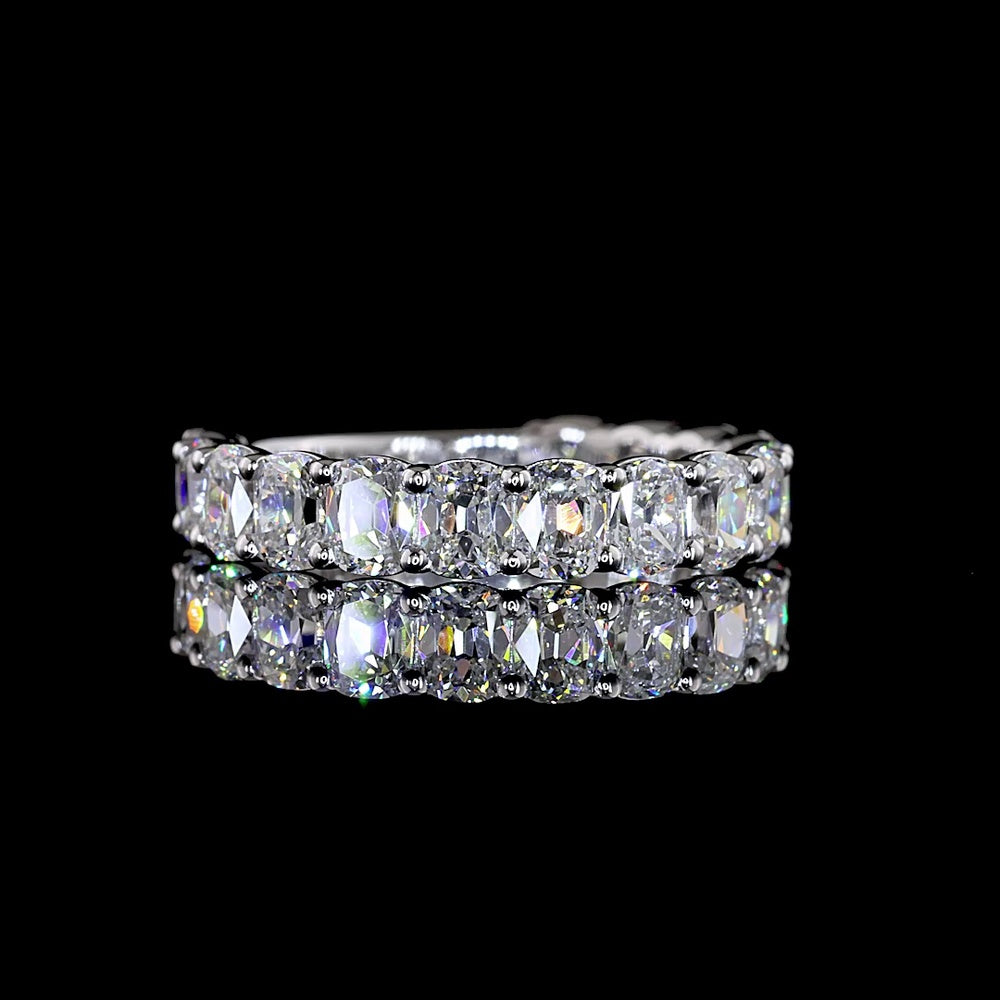 14K White Gold 3/4 Eternity Band with Antique Cushion Cut Lab Diamonds - 1.89 Carats Total Diamond Weight - Covaloro Fine Jewelry