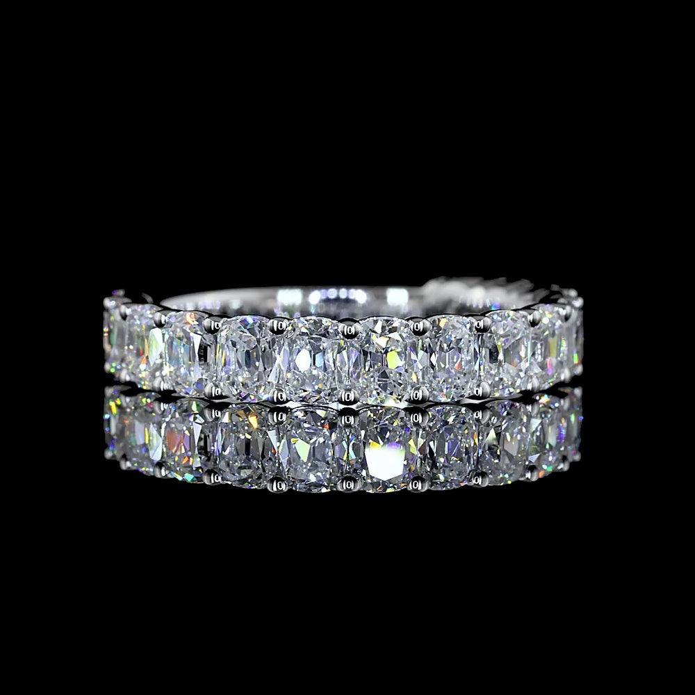 14K White Gold 3/4 Eternity Band with Antique Cushion Cut Lab Diamonds - 2.10 Carat Total Weight, E-F Color VS Clarity - Covaloro Fine Jewelry