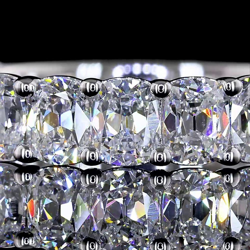 14K White Gold 3/4 Eternity Band with Antique Cushion Cut Lab Diamonds - 2.10 Carat Total Weight, E-F Color VS Clarity - Covaloro Fine Jewelry