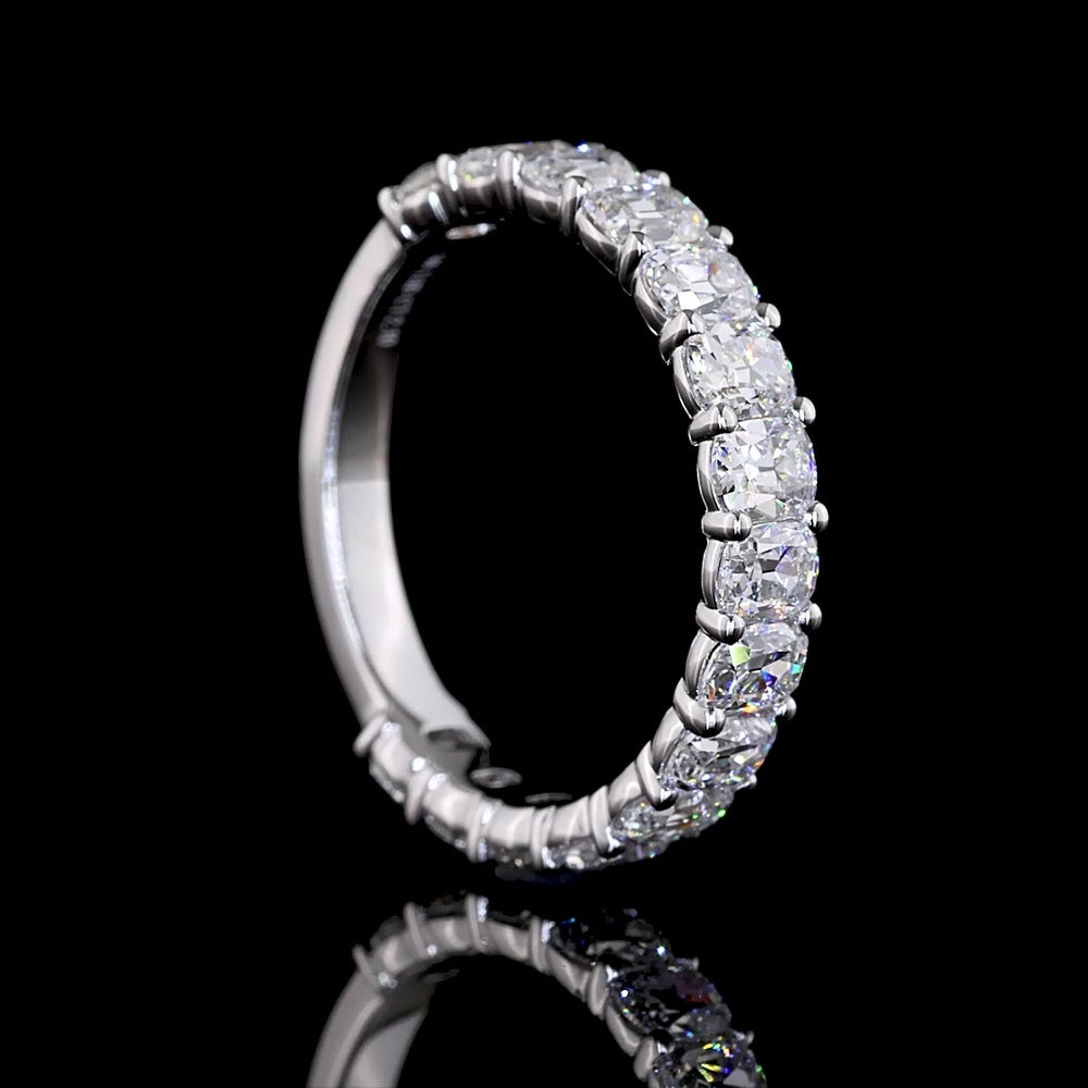 14K White Gold 3/4 Eternity Band with Antique Cushion Cut Lab Diamonds - 2.10 Carat Total Weight, E-F Color VS Clarity - Covaloro Fine Jewelry