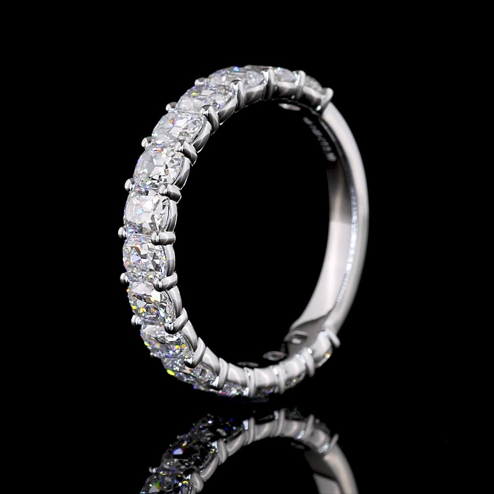14K White Gold 3/4 Eternity Band with Antique Cushion Cut Lab Diamonds - 2.10 Carat Total Weight, E-F Color VS Clarity - Covaloro Fine Jewelry