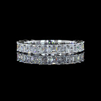 14K White Gold 3/4 Eternity Band with Asscher Cut Lab Diamonds - 1.77 Carats Total Weight, E-F VS Clarity - Covaloro Fine Jewelry