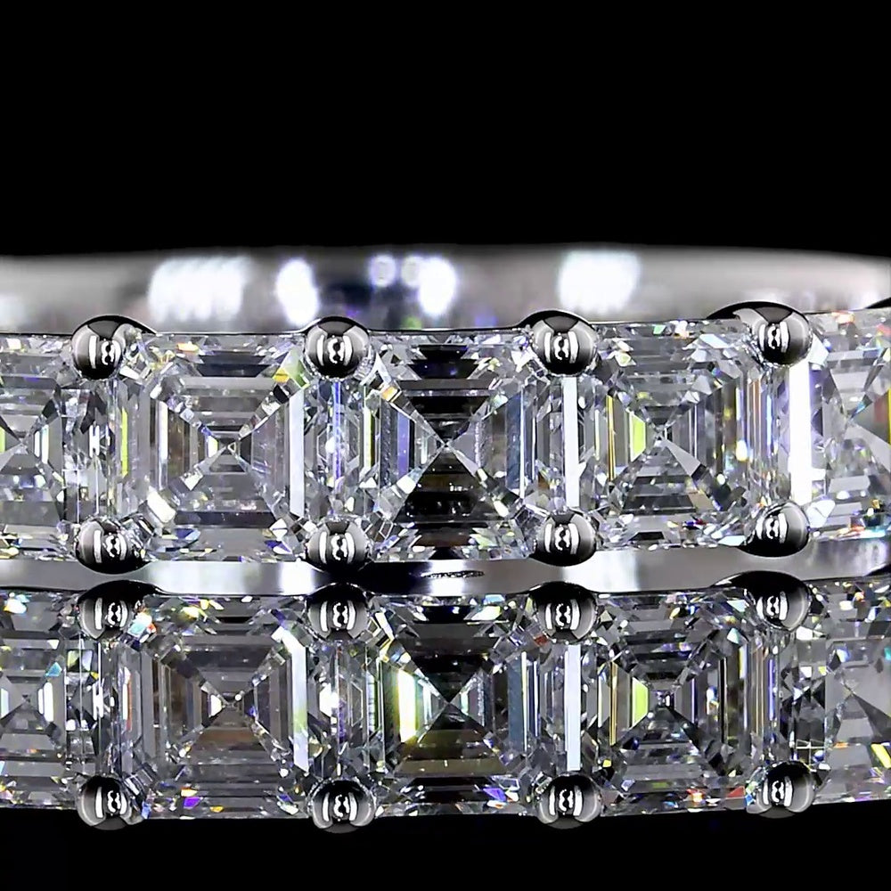 14K White Gold 3/4 Eternity Band with Asscher Cut Lab Diamonds - 1.77 Carats Total Weight, E-F VS Clarity - Covaloro Fine Jewelry