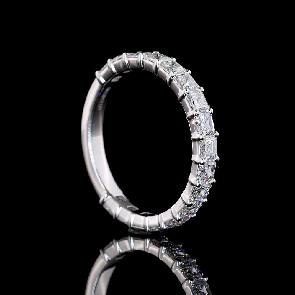 14K White Gold 3/4 Eternity Band with Asscher Cut Lab Diamonds - 1.77 Carats Total Weight, E-F VS Clarity - Covaloro Fine Jewelry