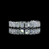14K White Gold 3/4 Eternity Band with Bezel-Set Emerald Cut Lab Diamonds - 1.18 Carat Total Weight, E-F Color, VS Clarity - Covaloro Fine Jewelry