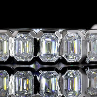 14K White Gold 3/4 Eternity Band with Bezel-Set Emerald Cut Lab Diamonds - 1.18 Carat Total Weight, E-F Color, VS Clarity - Covaloro Fine Jewelry