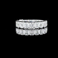 14K White Gold 3/4 Eternity Band with Bezel Set Emerald Cut Lab Diamonds - 1.26 Carats Total Diamond Weight - Covaloro Fine Jewelry