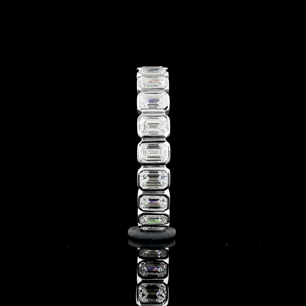 14K White Gold 3/4 Eternity Band with Bezel Set Emerald Cut Lab Diamonds - 1.26 Carats Total Diamond Weight - Covaloro Fine Jewelry