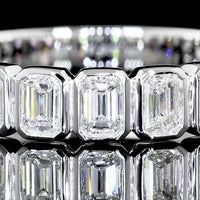 14K White Gold 3/4 Eternity Band with Bezel Set Emerald Cut Lab Diamonds - 1.26 Carats Total Diamond Weight - Covaloro Fine Jewelry