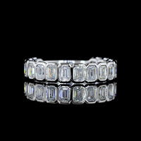 14K White Gold 3/4 Eternity Band with Bezel Set Emerald Cut Lab Diamonds - 2.03 Carat Total Weight - Covaloro Fine Jewelry