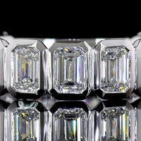 14K White Gold 3/4 Eternity Band with Bezel Set Emerald Cut Lab Diamonds - 2.96 Carat Total Weight, E-F Color VS2 Clarity - Covaloro Fine Jewelry