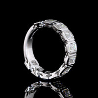 14K White Gold 3/4 Eternity Band with Bezel Set Emerald Cut Lab Diamonds - 2.96 Carat Total Weight, E-F Color VS2 Clarity - Covaloro Fine Jewelry
