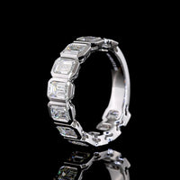 14K White Gold 3/4 Eternity Band with Bezel Set Emerald Cut Lab Diamonds - 2.96 Carat Total Weight, E-F Color VS2 Clarity - Covaloro Fine Jewelry