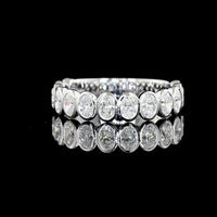 14K White Gold 3/4 Eternity Band with Bezel Set Oval Cut Lab Diamonds - 1.16 Carats Total Diamond Weight - Covaloro Fine Jewelry