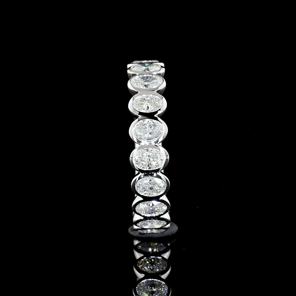 14K White Gold 3/4 Eternity Band with Bezel Set Oval Cut Lab Diamonds - 1.16 Carats Total Diamond Weight - Covaloro Fine Jewelry