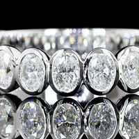 14K White Gold 3/4 Eternity Band with Bezel Set Oval Cut Lab Diamonds - 1.16 Carats Total Diamond Weight - Covaloro Fine Jewelry