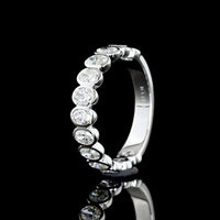 14K White Gold 3/4 Eternity Band with Bezel Set Oval Cut Lab Diamonds - 1.16 Carats Total Diamond Weight - Covaloro Fine Jewelry