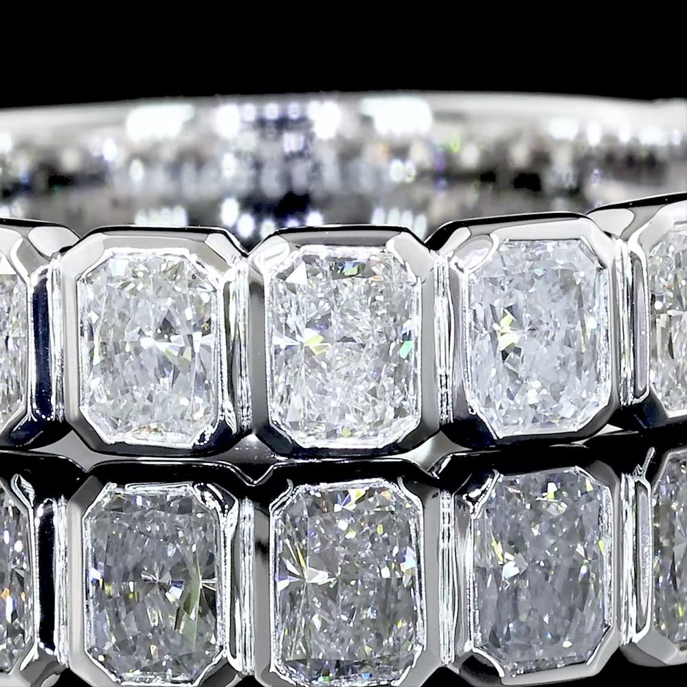 14K White Gold 3/4 Eternity Band with Bezel Set Radiant Cut Lab Diamonds - 1.35 Carats Total Diamond Weight - Covaloro Fine Jewelry