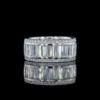 14K White Gold 3/4 Eternity Band with Channel Set Baguette and Round Lab Diamonds - 3.32 Carat Total Diamond Weight - Covaloro Fine Jewelry