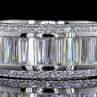 14K White Gold 3/4 Eternity Band with Channel Set Baguette and Round Lab Diamonds - 3.32 Carat Total Diamond Weight - Covaloro Fine Jewelry