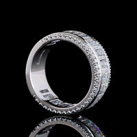 14K White Gold 3/4 Eternity Band with Channel Set Baguette and Round Lab Diamonds - 3.32 Carat Total Diamond Weight - Covaloro Fine Jewelry