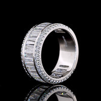 14K White Gold 3/4 Eternity Band with Channel Set Baguette and Round Lab Diamonds - 3.32 Carat Total Diamond Weight - Covaloro Fine Jewelry