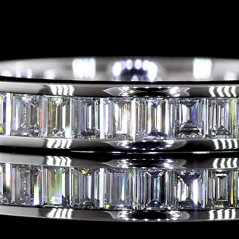 14K White Gold 3/4 Eternity Band with Channel Set Baguette Cut Lab Diamonds - 1.04 Carat Total Weight - Covaloro Fine Jewelry