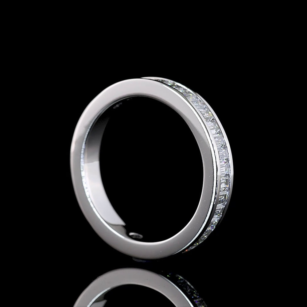 14K White Gold 3/4 Eternity Band with Channel Set Baguette Cut Lab Diamonds - 1.04 Carat Total Weight - Covaloro Fine Jewelry