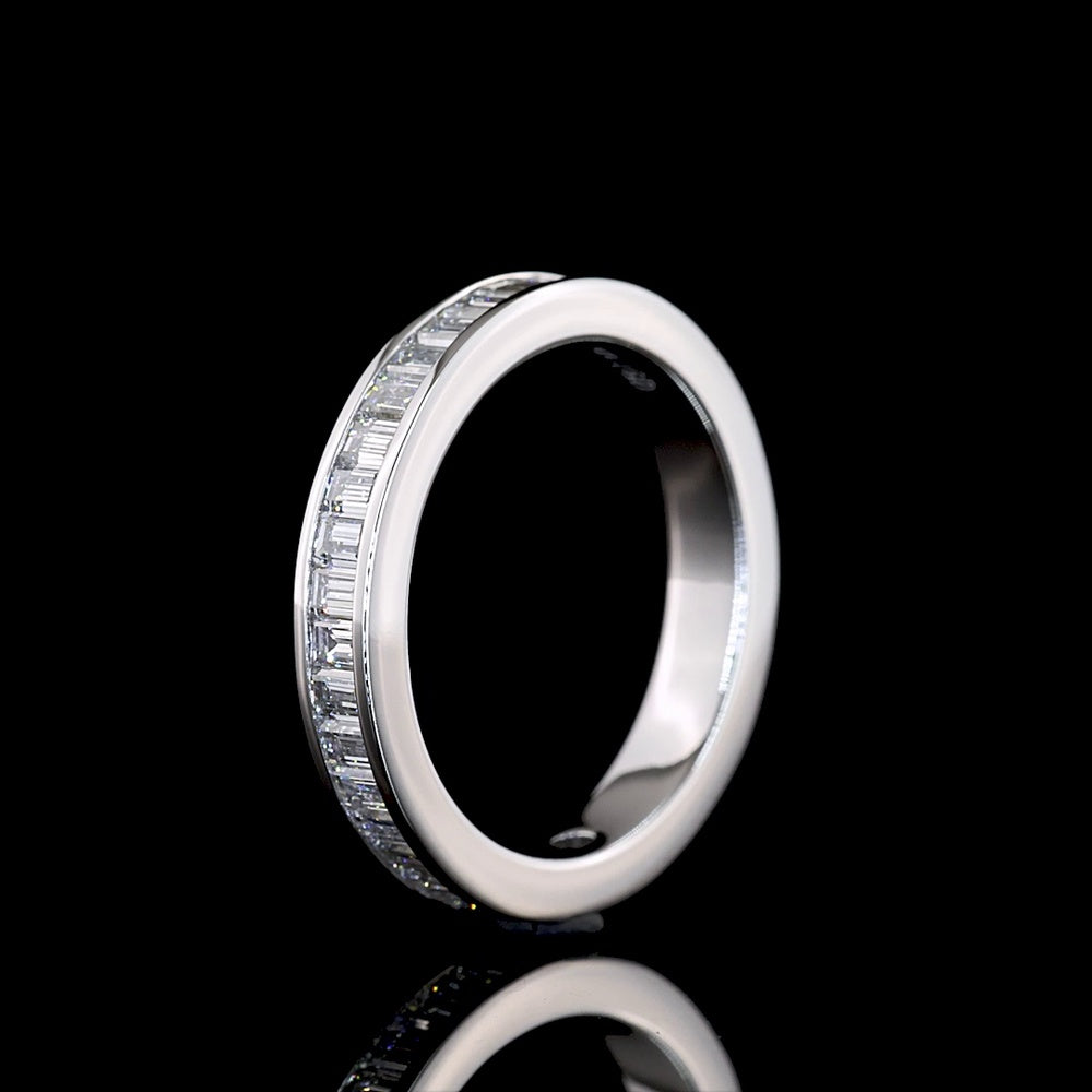 14K White Gold 3/4 Eternity Band with Channel Set Baguette Cut Lab Diamonds - 1.04 Carat Total Weight - Covaloro Fine Jewelry