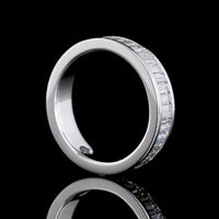 14K White Gold 3/4 Eternity Band with Channel Set Baguette Cut Lab Diamonds - 1.57 Total Carat Weight, E-F Color, VS Clarity - Covaloro Fine Jewelry