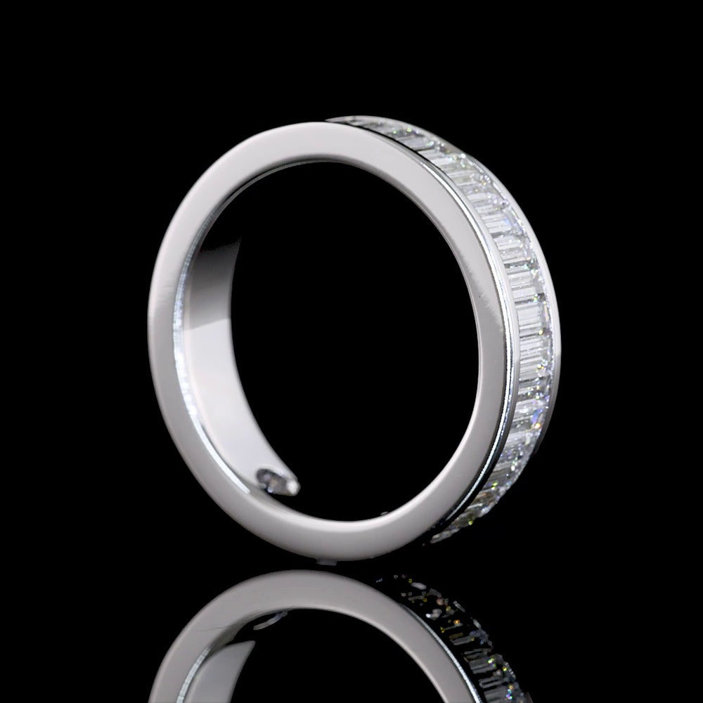 14K White Gold 3/4 Eternity Band with Channel Set Baguette Cut Lab Diamonds - 1.57 Total Carat Weight, E-F Color, VS Clarity - Covaloro Fine Jewelry