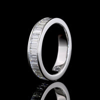 14K White Gold 3/4 Eternity Band with Channel Set Baguette Cut Lab Diamonds - 1.57 Total Carat Weight, E-F Color, VS Clarity - Covaloro Fine Jewelry