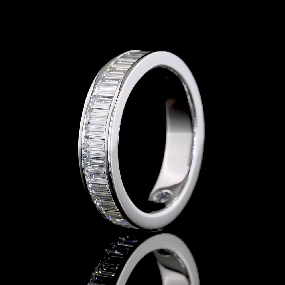 14K White Gold 3/4 Eternity Band with Channel Set Baguette Cut Lab Diamonds - 1.57 Total Carat Weight, E-F Color, VS Clarity - Covaloro Fine Jewelry