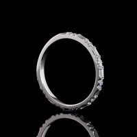14K White Gold 3/4 Eternity Band with East-West Baguette and Round Lab Diamonds - 0.59 Carat Total Weight, E-F VS1 - Covaloro Fine Jewelry