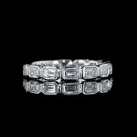 14K White Gold 3/4 Eternity Band with East-West Bezel Set Emerald Cut Lab Diamonds - 1.06 Carat Total Weight - Covaloro Fine Jewelry