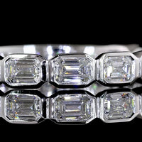 14K White Gold 3/4 Eternity Band with East-West Bezel Set Emerald Cut Lab Diamonds - 1.06 Carat Total Weight - Covaloro Fine Jewelry