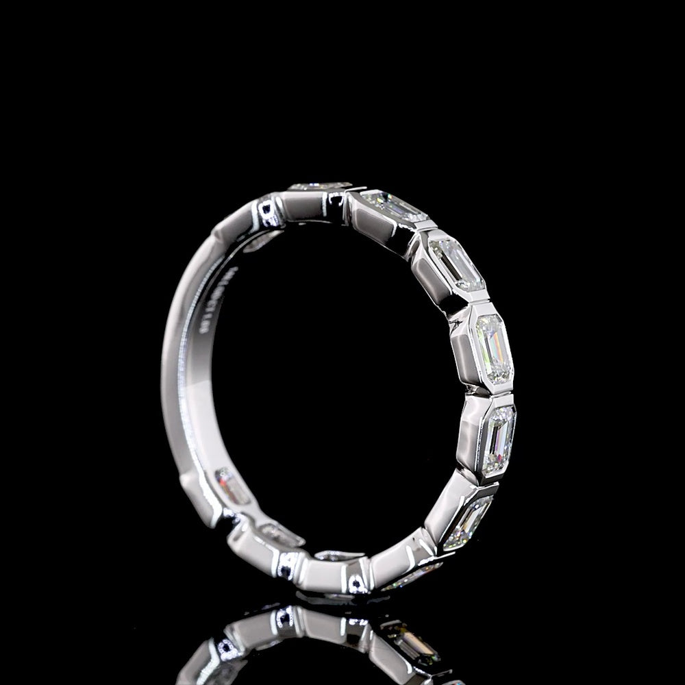 14K White Gold 3/4 Eternity Band with East-West Bezel Set Emerald Cut Lab Diamonds - 1.06 Carat Total Weight - Covaloro Fine Jewelry