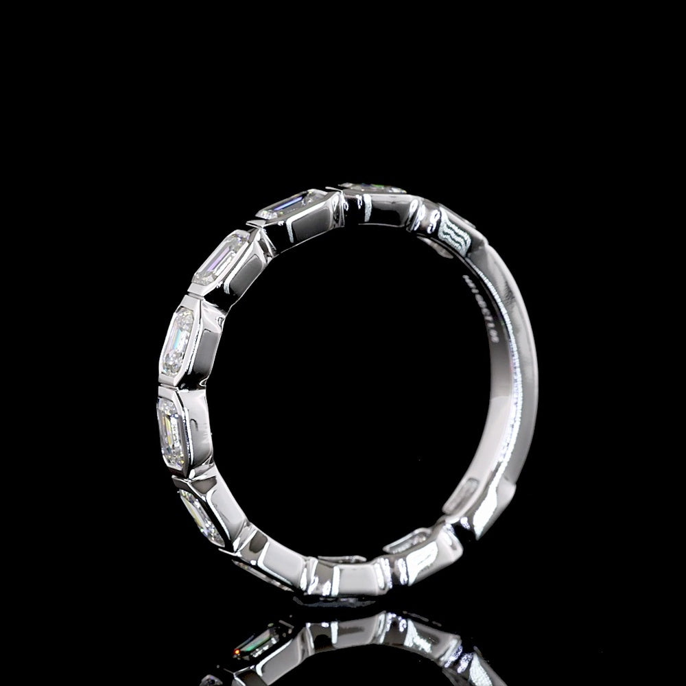 14K White Gold 3/4 Eternity Band with East-West Bezel Set Emerald Cut Lab Diamonds - 1.06 Carat Total Weight - Covaloro Fine Jewelry