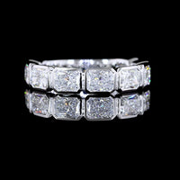 14K White Gold 3/4 Eternity Band with East-West Bezel Set Radiant Cut Lab Diamonds - 2.37 Carat Total Weight - Covaloro Fine Jewelry