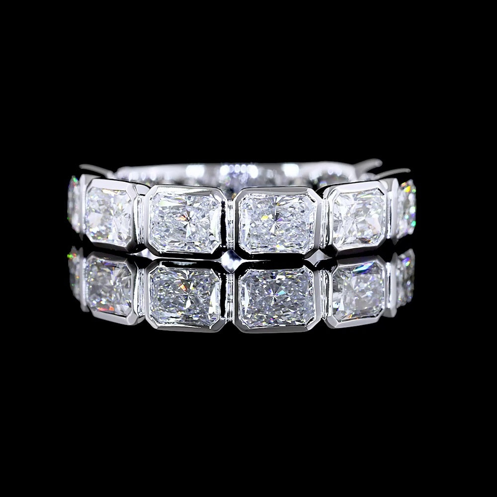14K White Gold 3/4 Eternity Band with East-West Bezel Set Radiant Cut Lab Diamonds - 2.37 Carat Total Weight - Covaloro Fine Jewelry