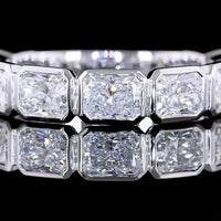 14K White Gold 3/4 Eternity Band with East-West Bezel Set Radiant Cut Lab Diamonds - 2.37 Carat Total Weight - Covaloro Fine Jewelry