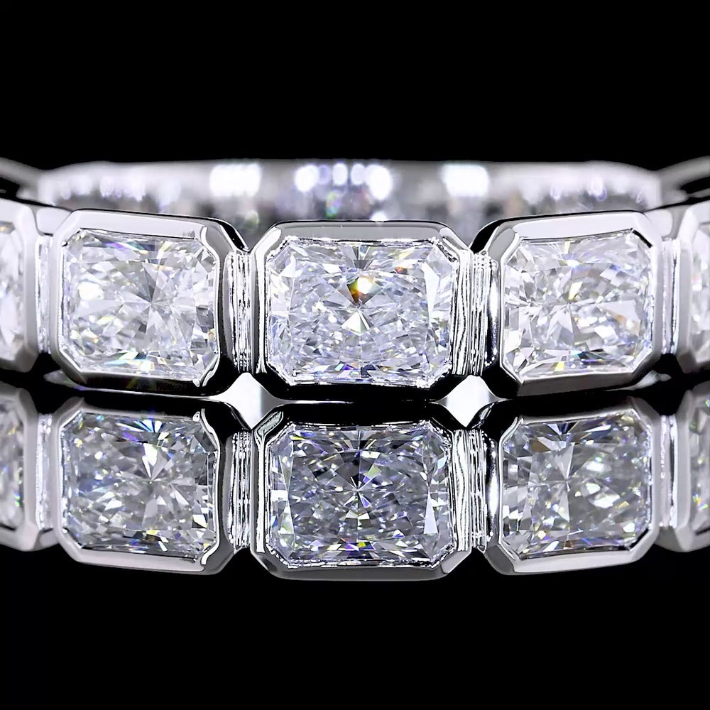14K White Gold 3/4 Eternity Band with East-West Bezel Set Radiant Cut Lab Diamonds - 2.37 Carat Total Weight - Covaloro Fine Jewelry