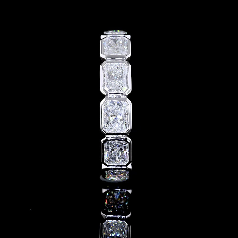 14K White Gold 3/4 Eternity Band with East-West Bezel Set Radiant Cut Lab Diamonds - 2.37 Carat Total Weight - Covaloro Fine Jewelry