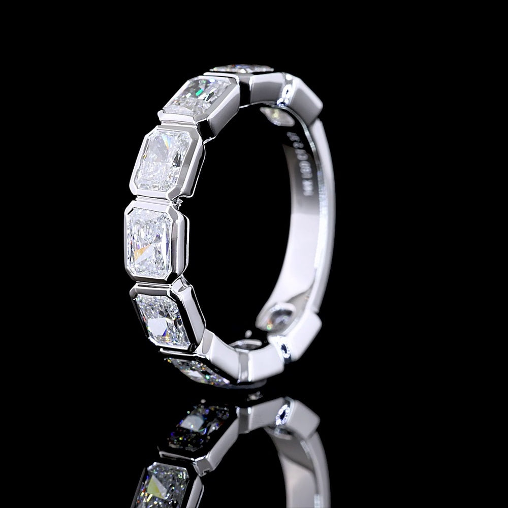 14K White Gold 3/4 Eternity Band with East-West Bezel Set Radiant Cut Lab Diamonds - 2.37 Carat Total Weight - Covaloro Fine Jewelry