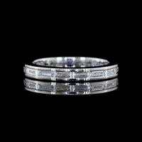 14K White Gold 3/4 Eternity Band with East-West Channel Set Baguette Cut Lab Diamonds - 0.83 Carats Total Diamond Weight - Covaloro Fine Jewelry