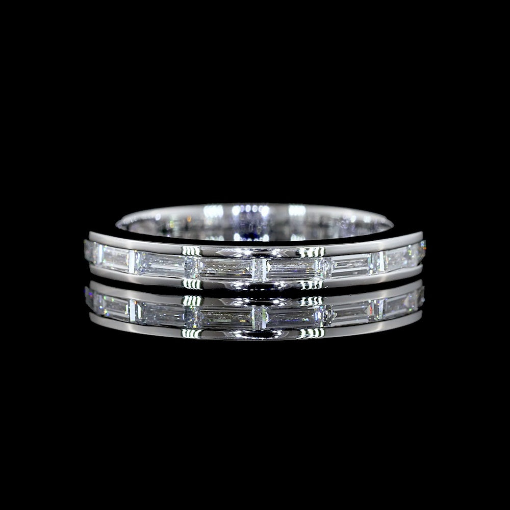 14K White Gold 3/4 Eternity Band with East-West Channel Set Baguette Cut Lab Diamonds - 0.83 Carats Total Diamond Weight - Covaloro Fine Jewelry