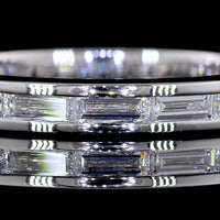 14K White Gold 3/4 Eternity Band with East-West Channel Set Baguette Cut Lab Diamonds - 0.83 Carats Total Diamond Weight - Covaloro Fine Jewelry