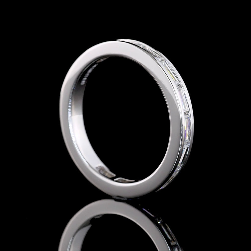 14K White Gold 3/4 Eternity Band with East-West Channel Set Baguette Cut Lab Diamonds - 0.83 Carats Total Diamond Weight - Covaloro Fine Jewelry