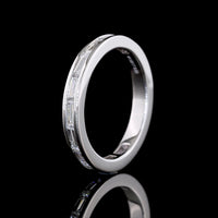 14K White Gold 3/4 Eternity Band with East-West Channel Set Baguette Cut Lab Diamonds - 0.83 Carats Total Diamond Weight - Covaloro Fine Jewelry