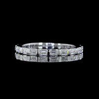 14K White Gold 3/4 Eternity Band with East-West Half Bezel Set Emerald Cut Lab Diamonds - 0.87 Carat Total Weight - Covaloro Fine Jewelry
